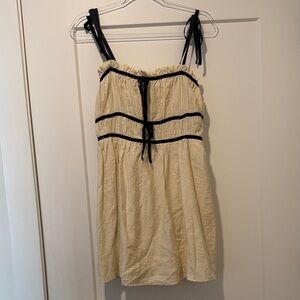 Francesca's Collections Cream Mini Dress with Black Trim